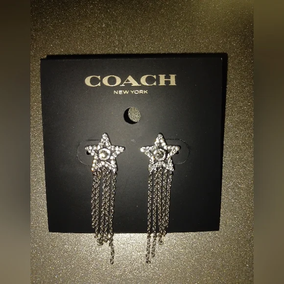 Coach Silver Star Chain Earrings - Picture 1 of 3